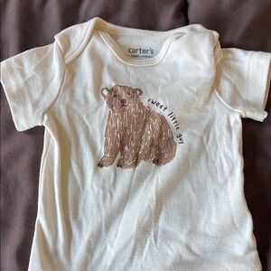 Carter's White and Brown Bear Graphic Tee